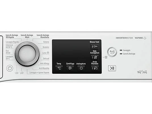 HOTPOINT NDB 964489 WDA yu Lave-linge séchant HOTPOINT NDB 964489 WDA IT, chargement frontal, capacité de lavage 9 kg, capacité de séchage 6 kg, 16 programmes, profondeur 54 cm, blanc, classe énergétique A + lot de 4 pieds anti-vibrations KOENIC pour lave-linge + désodorisant d’intérieur MELICONI ECO PARFUM FRESH MUSK