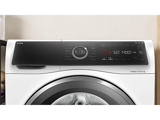 Lave-linge séchant BOSCH WNC254A0IT, chargement frontal, capacité de lavage 10,5 kg, capacité de séchage 6 kg, 18 programmes, profondeur 62,2 cm, blanc, classe énergétique A + lot de 4 pieds anti-vibrations KOENIC pour lave-linge + désodorisant d’intérieur MELICONI ECO PARFUM FRESH MUSK