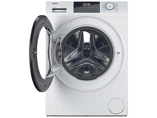 Lave-linge séchant HAIER HWD80-BP14929A-S, chargement frontal, capacité de lavage 8 kg, capacité de séchage 5 kg, 15 programmes, profondeur 53 cm, blanc, classe énergétique A + lot de 4 pieds anti-vibrations KOENIC pour lave-linge + parfum MELICONI ECO PARFUM MUSC FRAIS