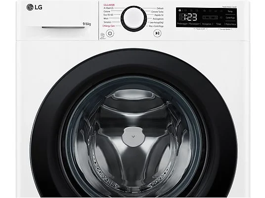 Lave-linge séchant LG AI DD D4R3009NSWB e Lave-linge séchant LG AI DD D4R3009NSWB, chargement frontal, capacité de lavage 9 kg, capacité de séchage 6 kg, 12 programmes, profondeur 56,5 cm, blanc, classe énergétique A + lot de 4 pieds anti-vibrations KOENIC pour lave-linge + désodorisant d’intérieur MELICONI ECO PARFUM FRESH MUSK