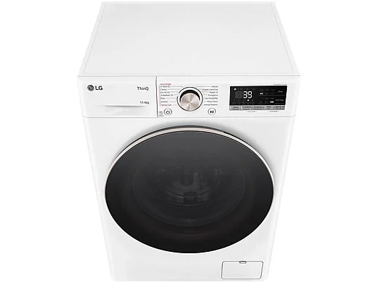 Lave-linge séchant LG AI DD D4R7011TSWG j Lave-linge séchant LG AI DD D4R7011TSWG, chargement frontal, capacité de lavage 11 kg, capacité de séchage 6 kg, 13 programmes, profondeur 56,5 cm, blanc, classe énergétique A + lot de 4 pieds anti-vibrations KOENIC pour lave-linge + désodorisant d’intérieur MELICONI ECO PARFUM FRESH MUSK
