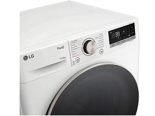 Lave-linge séchant LG AI DD D4R7011TSWG opl Lave-linge séchant LG AI DD D4R7011TSWG, chargement frontal, capacité de lavage 11 kg, capacité de séchage 6 kg, 13 programmes, profondeur 56,5 cm, blanc, classe énergétique A + lot de 4 pieds anti-vibrations KOENIC pour lave-linge + désodorisant d’intérieur MELICONI ECO PARFUM FRESH MUSK