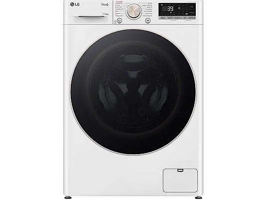 Lave-linge séchant LG AI DD D4R7011TSWG Lave-linge séchant LG AI DD D4R7011TSWG, chargement frontal, capacité de lavage 11 kg, capacité de séchage 6 kg, 13 programmes, profondeur 56,5 cm, blanc, classe énergétique A + lot de 4 pieds anti-vibrations KOENIC pour lave-linge + désodorisant d’intérieur MELICONI ECO PARFUM FRESH MUSK