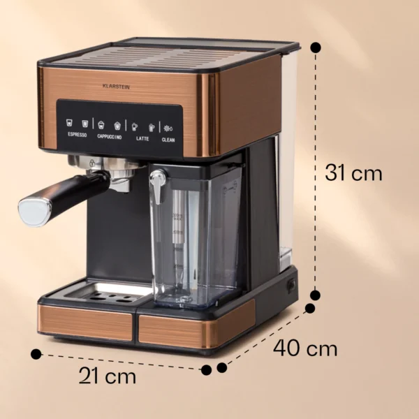 Arabica 1350W a Machine à café expresso Klarstein Arabica 1350W 20 bars en cuivre