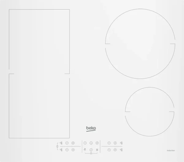 Beko HII64200FMTW 60 cm Plaque de cuisson à induction encastrable Beko HII64200FMTW 60 cm, blanche, 4 zones