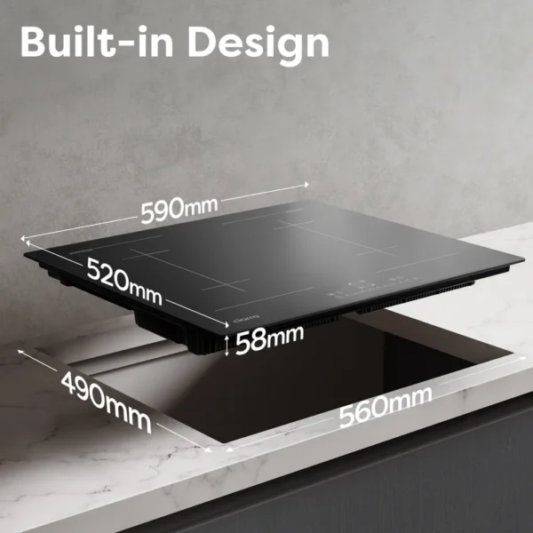 Plaque de cuisson à induction CIARRA Flex 60 cm, 4 zones, encastrable, BOOST Flex Zone VM4BFBIH