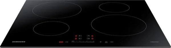 Plaque de cuisson à induction Samsung NZ64H37075K, pose libre, vitrocéramique, 60 cm de large, commandes tactiles, QuickStop, châssis en acier inoxydable, noire