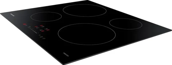 Plaque de cuisson à induction Samsung NZ64H37075K, pose libre, vitrocéramique, 60 cm de large, commandes tactiles, QuickStop, châssis en acier inoxydable, noire