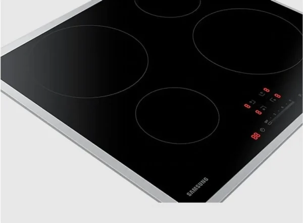 Plaque de cuisson à induction Samsung NZ64H37075K, pose libre, vitrocéramique, 60 cm de large, commandes tactiles, QuickStop, châssis en acier inoxydable, noire